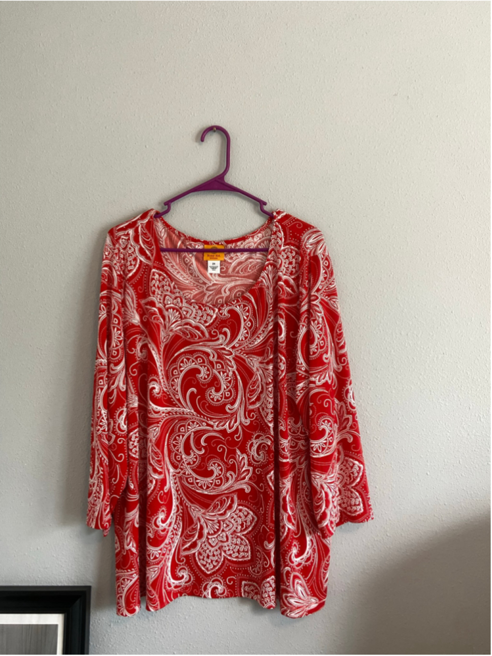 Beautiful red white beaded blouse by Ruby Rd. , size 2X